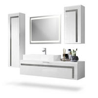 BADMÖBELSET Aloha Absetzungen in Beton Dunkel Optik - Dunkelgrau, Holzwerkstoff (210/185/51cm) - Vladon