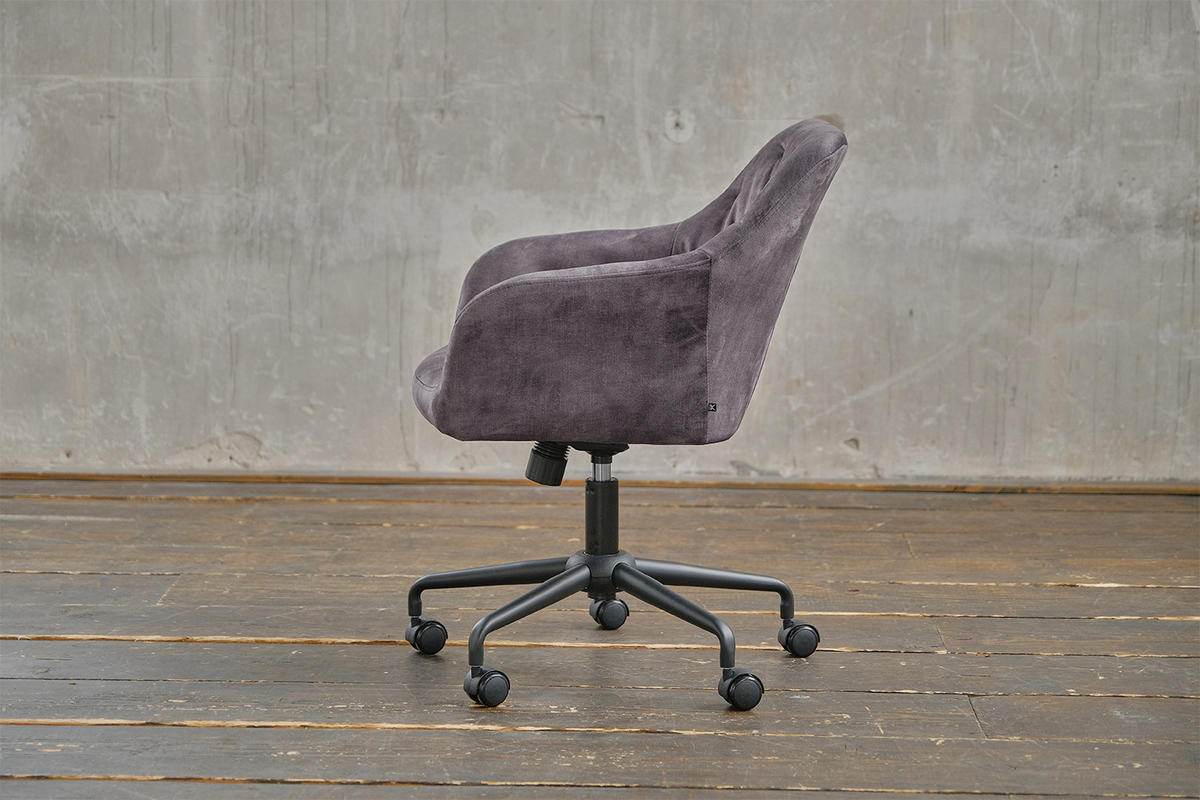 BÜROSTUHL KAYA Anthrazit Velvet - Anthrazit/Schwarz, Textil (64/79/61cm) - KAWOLA