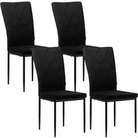 ESSZIMMERSTUHL 4er Set, Samtbezug, Schwarz - Schwarz, Leder/Kunststoff (42/94.5/59cm) - Woltu