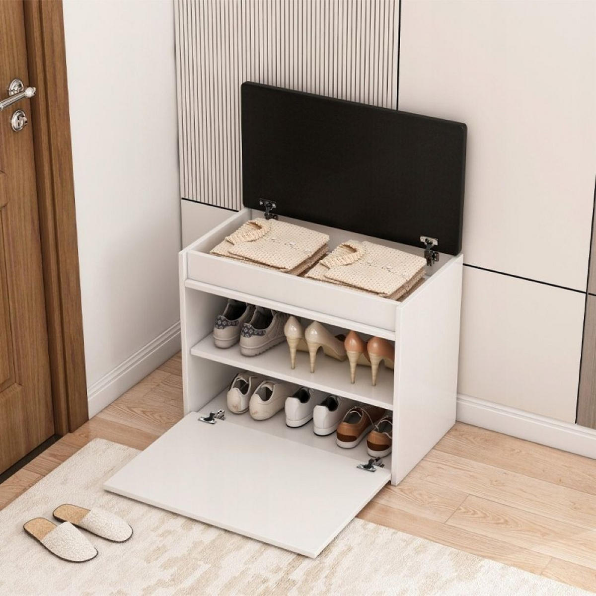 SCHUHSCHRANK, weiß 60/35/49 cm - Weiß, Holzwerkstoff (60/49/35cm)