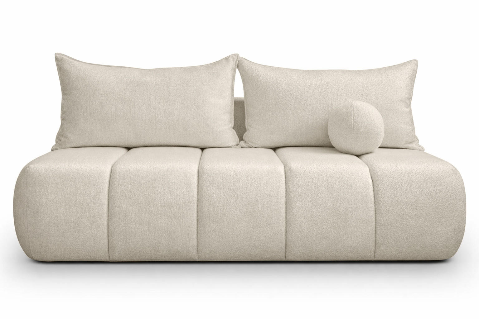 SOFA Mit Schlaffunktion Und Bettkasten, Veloursstoff Monolith, Ecru, PIANO - Ecru, Holz (207/91/103cm) - Kaiser Möbel