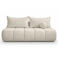 SOFA Mit Schlaffunktion Und Bettkasten, Veloursstoff Monolith, Ecru, PIANO - Ecru, Holz (207/91/103cm) - Kaiser Möbel