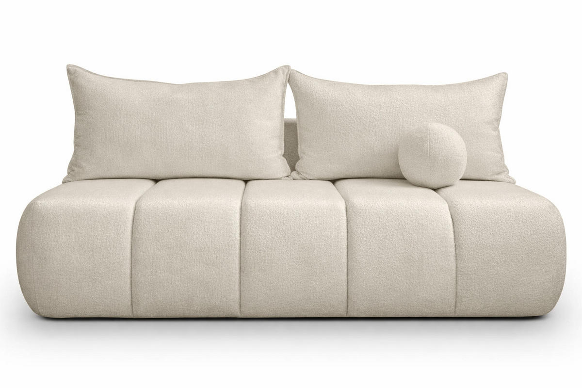 SOFA Mit Schlaffunktion Und Bettkasten, Veloursstoff Monolith, Ecru, PIANO - Ecru, Holz (207/91/103cm) - Kaiser Möbel