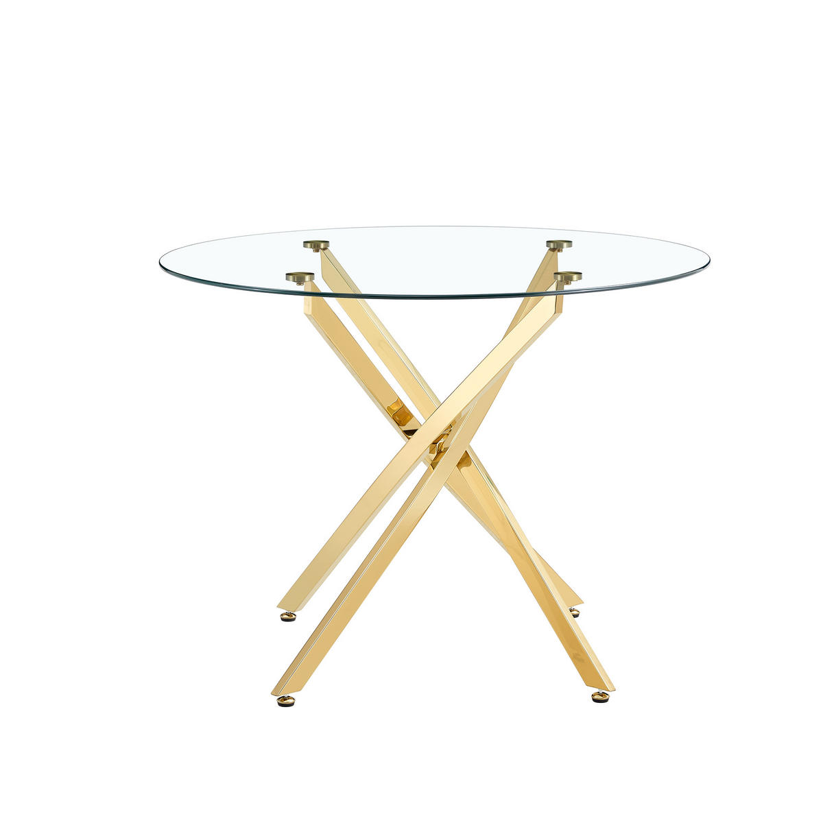 ESSTISCH runder mit goldenem Metallgestell 80/80/75 cm - Goldfarben, Metall (88/88/75cm) - Oxeza