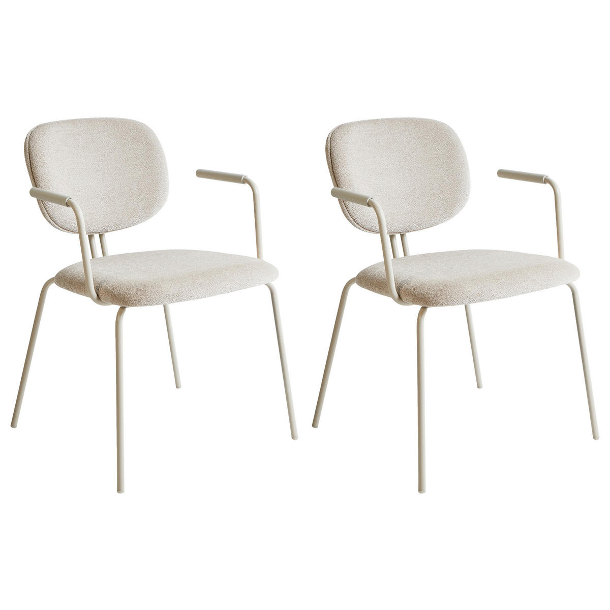 ESSZIMMERSTUHL 2er-Set Hellbeige Carille - Beige, Textil (53/77/53cm) - Beliani