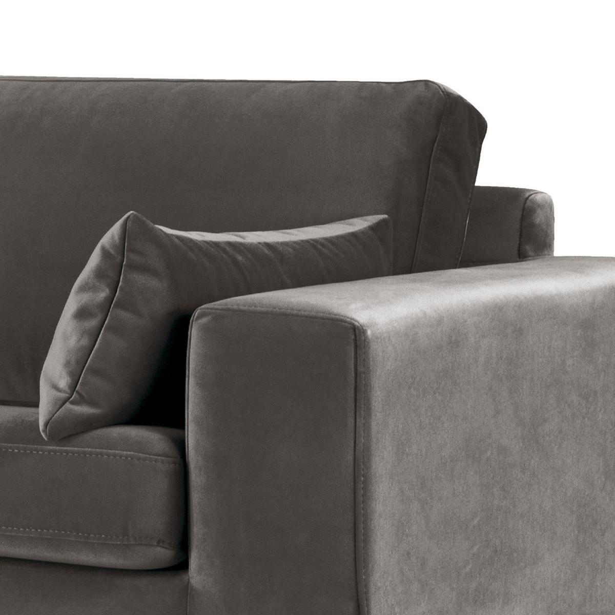 ECKSOFA mit Ottomane - Eichefarben/Dunkelgrau, Eichenholz/Textil (287/219cm) - home24