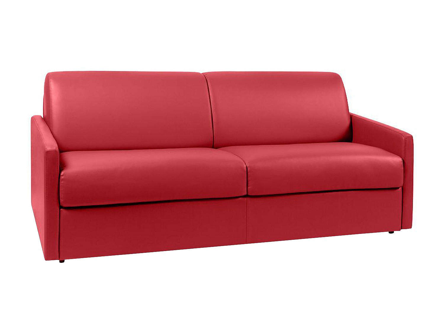SCHLAFSOFA - 4 Personen - Kunstleder - Rot - - Rot, Leder (190/85/223cm) - Vente-Unique