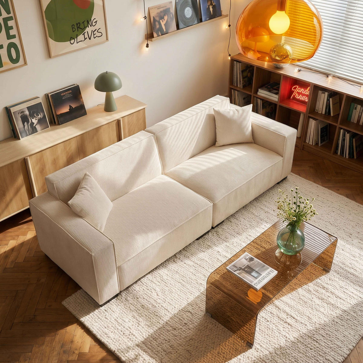 SOFA 3-Sitzer, Weiß - Weiß, Holz/Textil (230/76/90cm) - Oviala