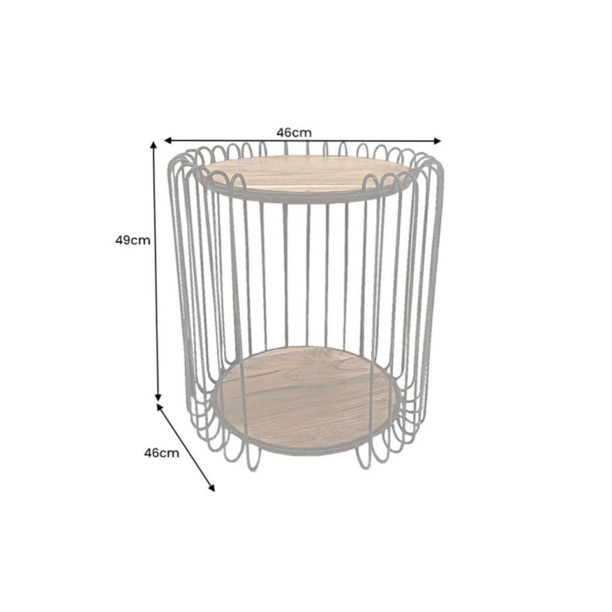 BEISTELLTISCH TRUE ELEMENTS Akazie Natur 50cm - Schwarz/Braun, Holz/Metall (46/46/49cm) - riess-ambiente