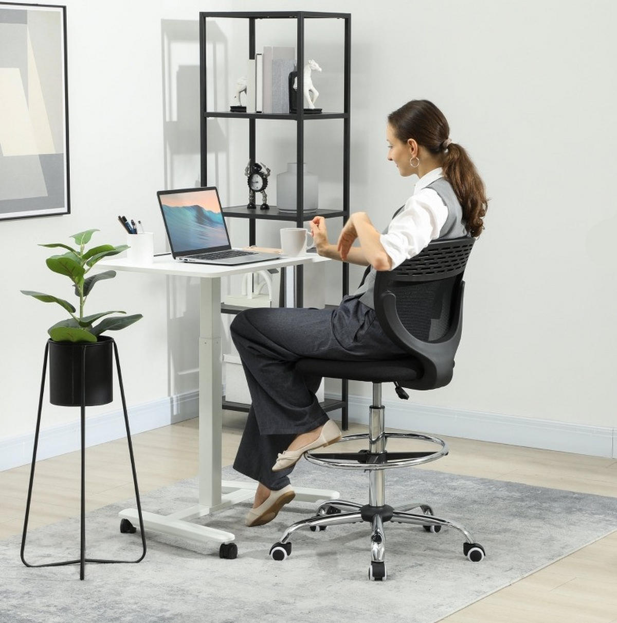 BÜROSTUHL, höhenverstellbarer Sitz 68–88 cm, gepolstert, 59/59/106–126 cm, schwarz - Schwarz, Kunststoff (59/126/59cm) - Redom