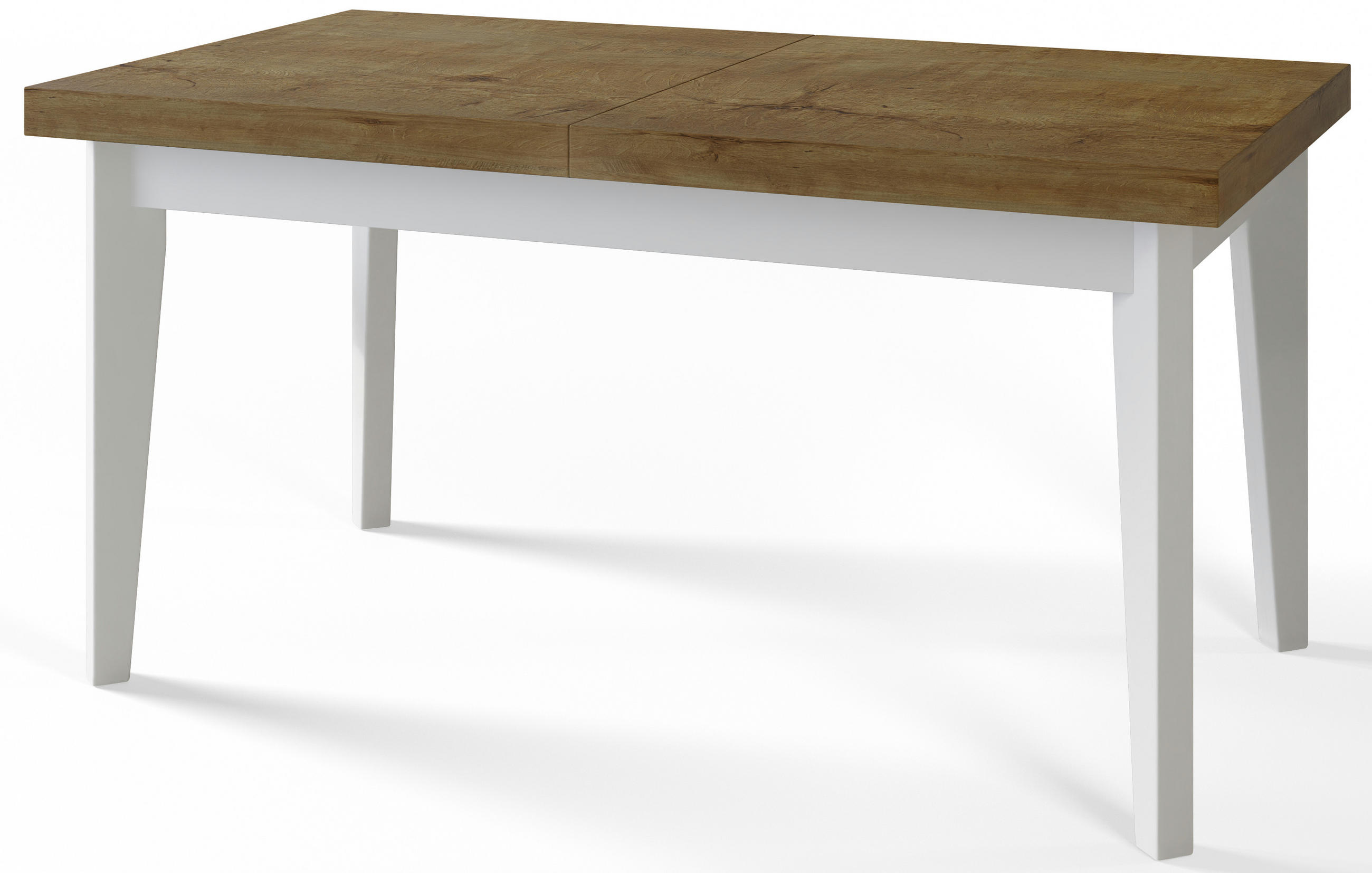 ESSZIMMERTISCH SKANDI, ausziehbarer Tisch: 120-160X80X78 cm, Farbe: LEFKAS, mit Holzbeinen in Farbe Weiß - Dunkelbraun/Weiß, Holzwerkstoff (120/80/78cm) - Alpi-Möbel