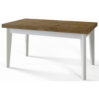 ESSZIMMERTISCH SKANDI, ausziehbarer Tisch: 120-160X80X78 cm, Farbe: LEFKAS, mit Holzbeinen in Farbe Weiß - Dunkelbraun/Weiß, Holzwerkstoff (120/80/78cm) - Alpi-Möbel