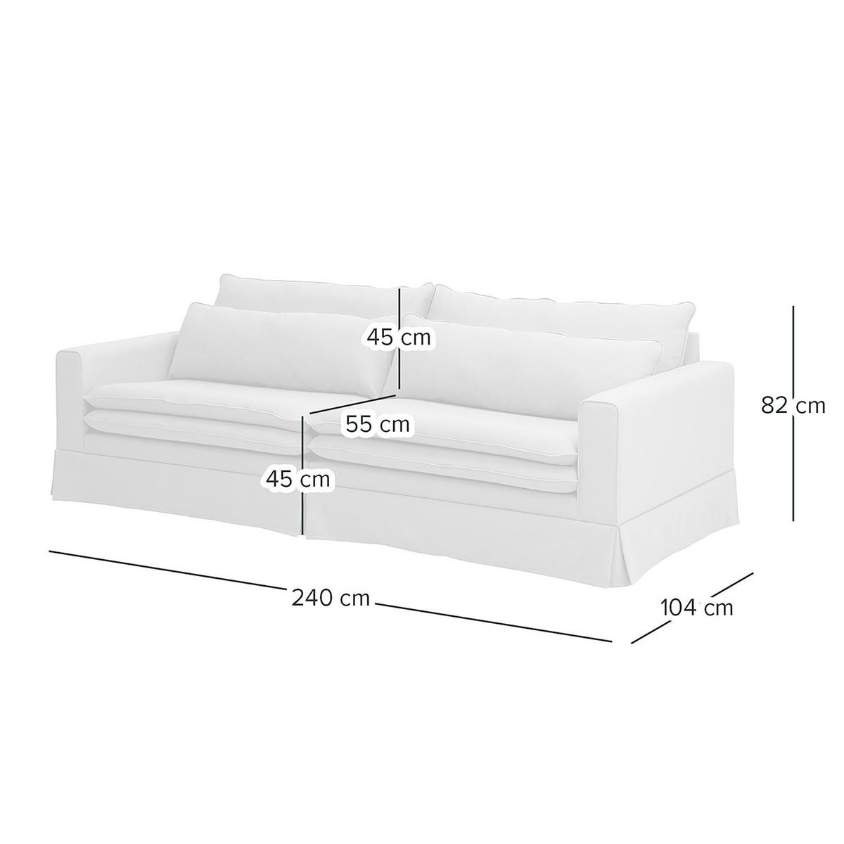 BIGSOFA mit Husse - Webstoff - Hellgrau/Schwarz, Kunststoff/Textil (240/82/104cm) - home24