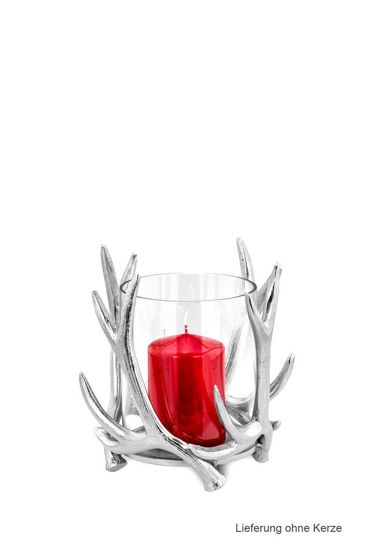 WINDLICHT Geweih H 20 cm, Außen-Ø 20 cm - Silberfarben, Paraffin (20/20/20cm) - Hermann Bauer jun. Kollektion GmbH