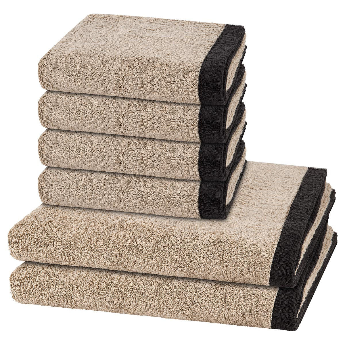 FROTTIERSET Lifestyle Splash 6-teilig - Beige, Textil (50/100cm) - Cawö