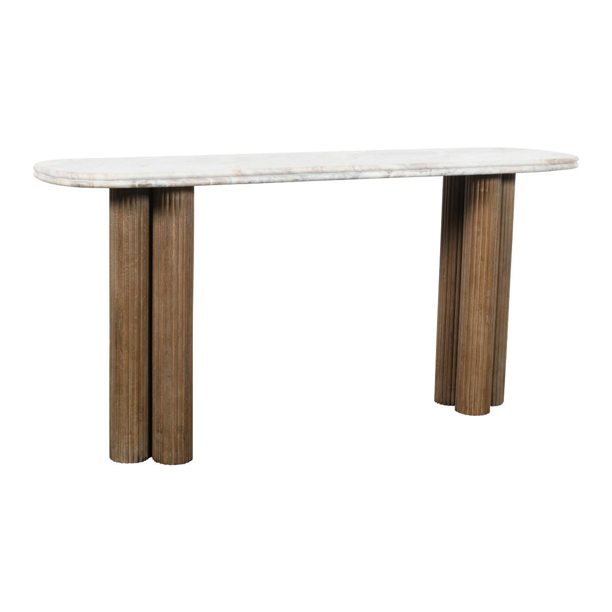 KONSOLENTISCH aus Massivholz und Marmor 165/77/38 cm - Beige, Naturmaterialien (12/38/77cm) - Signature