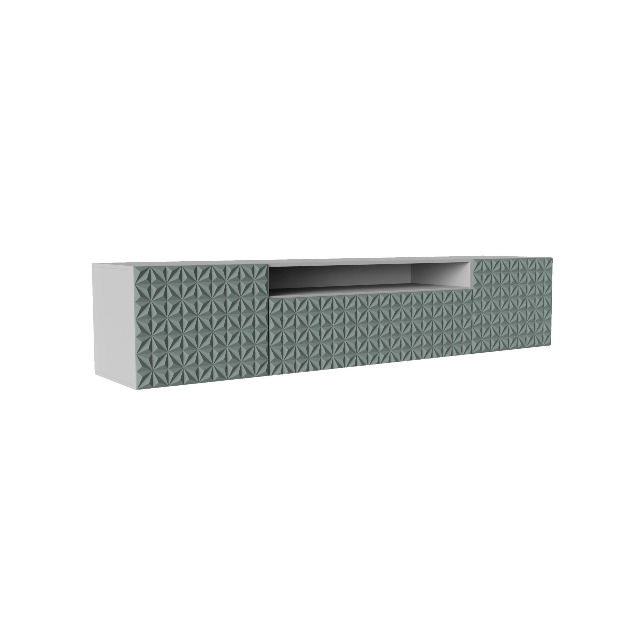 Meblini Tv-Schrank Weiß, Grün 200x40x41 cm