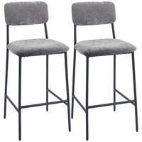 BARHOCKER DE-36063 2er Set mit Chenille-Bezug Gra - Grau, Metall (45.5/101/48cm) - ComfortXL
