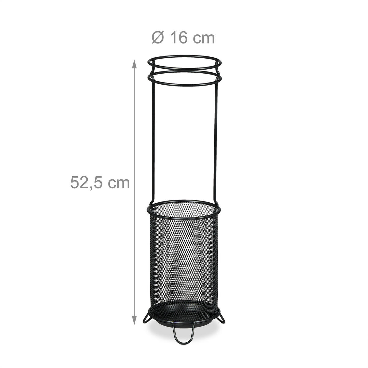 REGENSCHIRMSTÄNDER - Schwarz, Metall (16/52.5/16cm) - Relaxdays