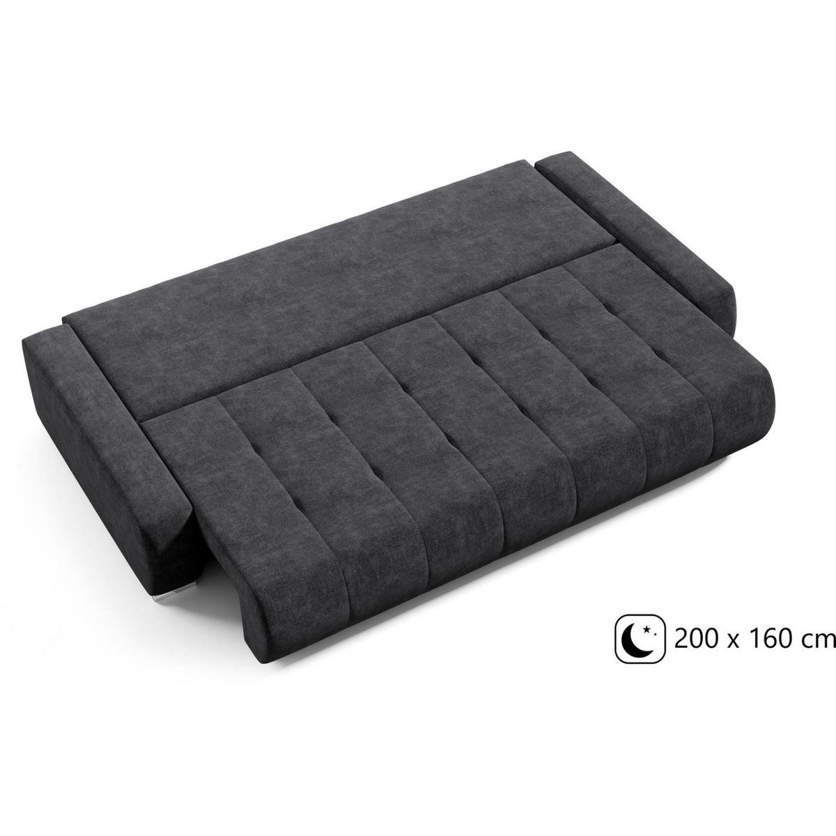ROZKLÁDACÍ pohovka Draco 3místná, s úložným prostorem, antracitová - antracitová, textil (240/85/110cm) - Beautysofa