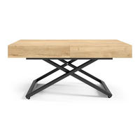 COUCH-/ESSTISCH Sanna U Halifax Eiche natur 120 - 200 / 80 / 27 - 80cm - Alteiche/Schwarz, Holz/Holzwerkstoff (80/120/27cm) - Feldmann-Wohnen
