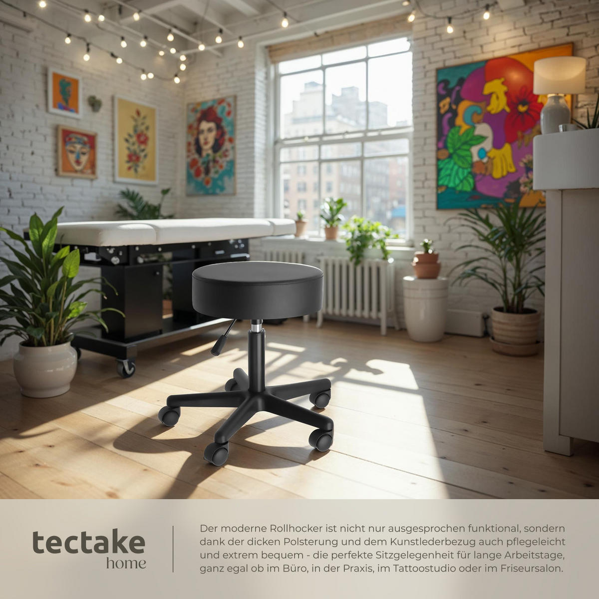 ROLLHOCKER Werner,Belastbarkeit 150 kg,schwarz - Schwarz, Textil (48/63/48cm) - tectake