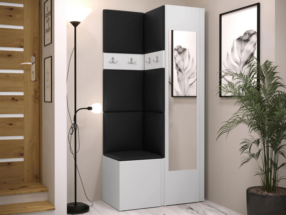 GARDEROBEN-SET Orion XXV - Schwarz/Weiß, Holzwerkstoff/Kunststoff (82/186/46cm) - MIRJAN24
