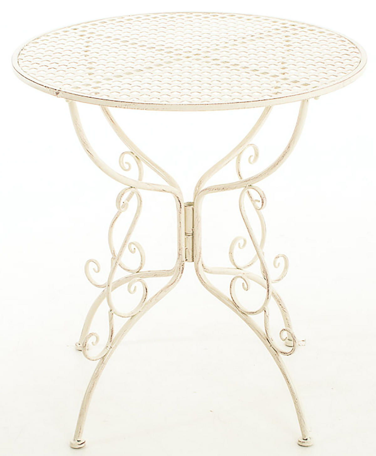GARTENBEISTELLTISCH rund Ø70 cm Metall antik-creme - Creme, Metall (70/70/74cm) - CLP
