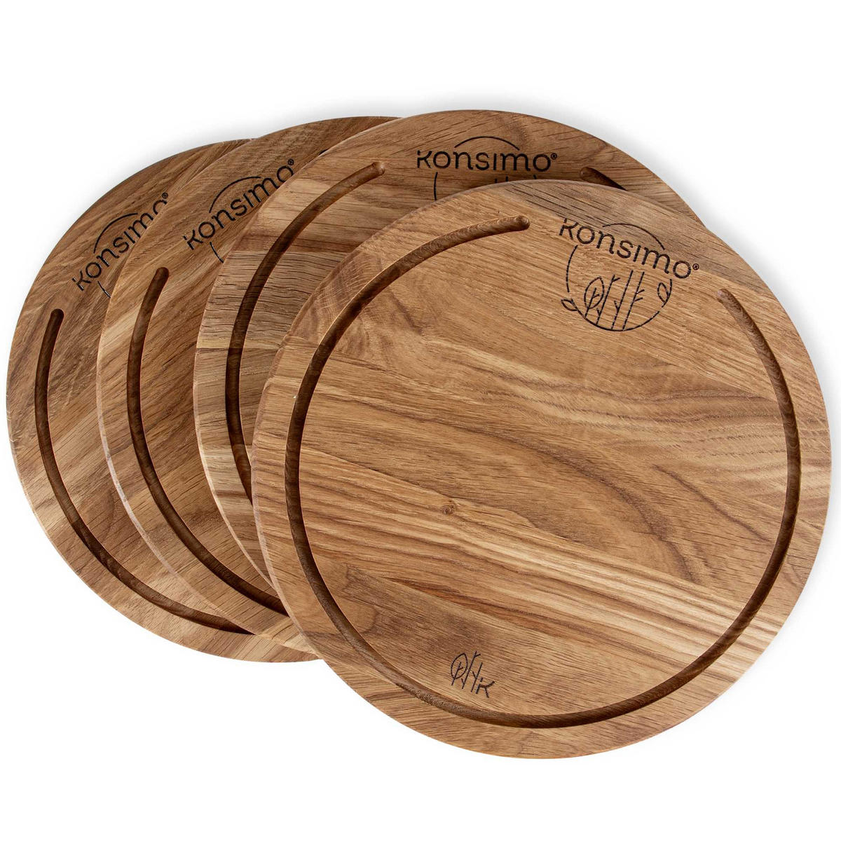 SCHNEIDEBRETT Holz Eiche geölt LESTE 4-tlg - Eichefarben, Holz (32/32cm) - KONSIMO®