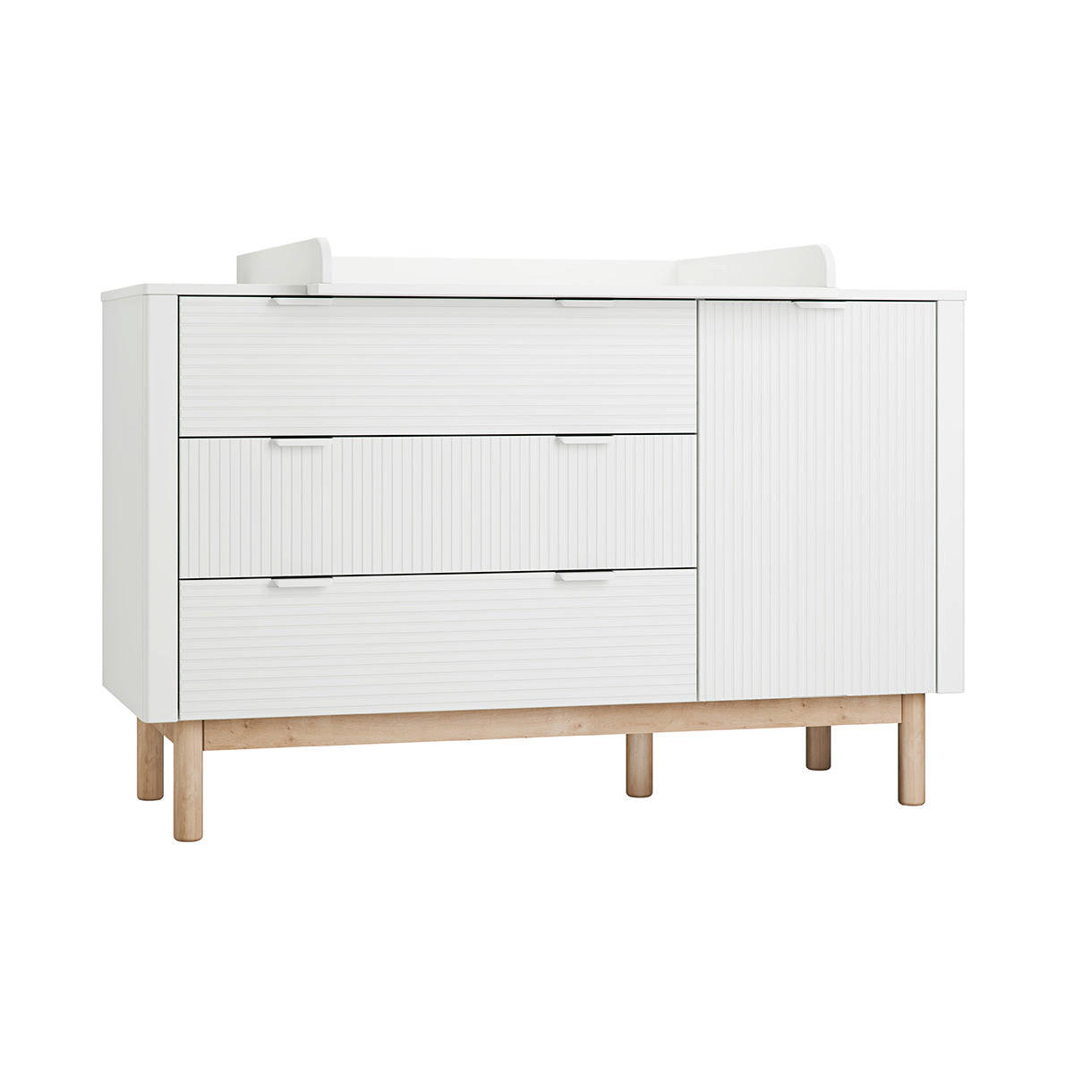 OTROŠKA KOMODA Miloo Bela - bela, leseni material (144.5/90.5/52.5cm) - Petits-meubles
