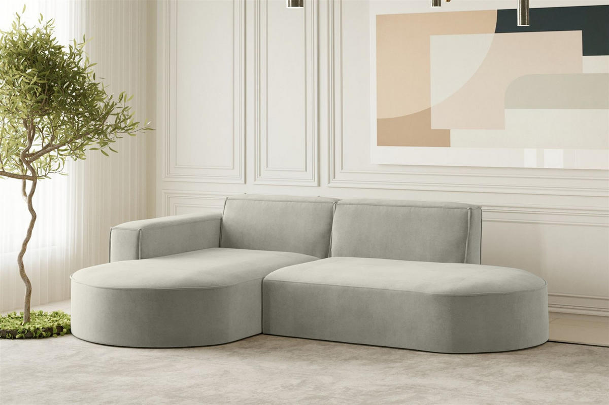 ECKSOFA Palma Xs In Noel - Hellgrau, Holzwerkstoff/Textil (236/165cm) - Fun Möbel