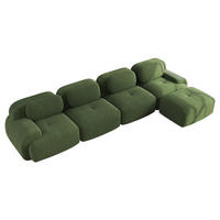 ECKSOFA in Grün mit Chaiselongue und Cordbezug - Grün, Textil (178/388cm) - Flora Grace