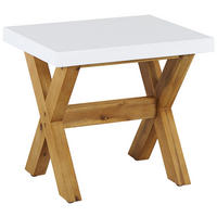 HOCKER Faserzement weiß Olbia - Hellbraun/Weiß, Stein (51/45/40cm) - Beliani