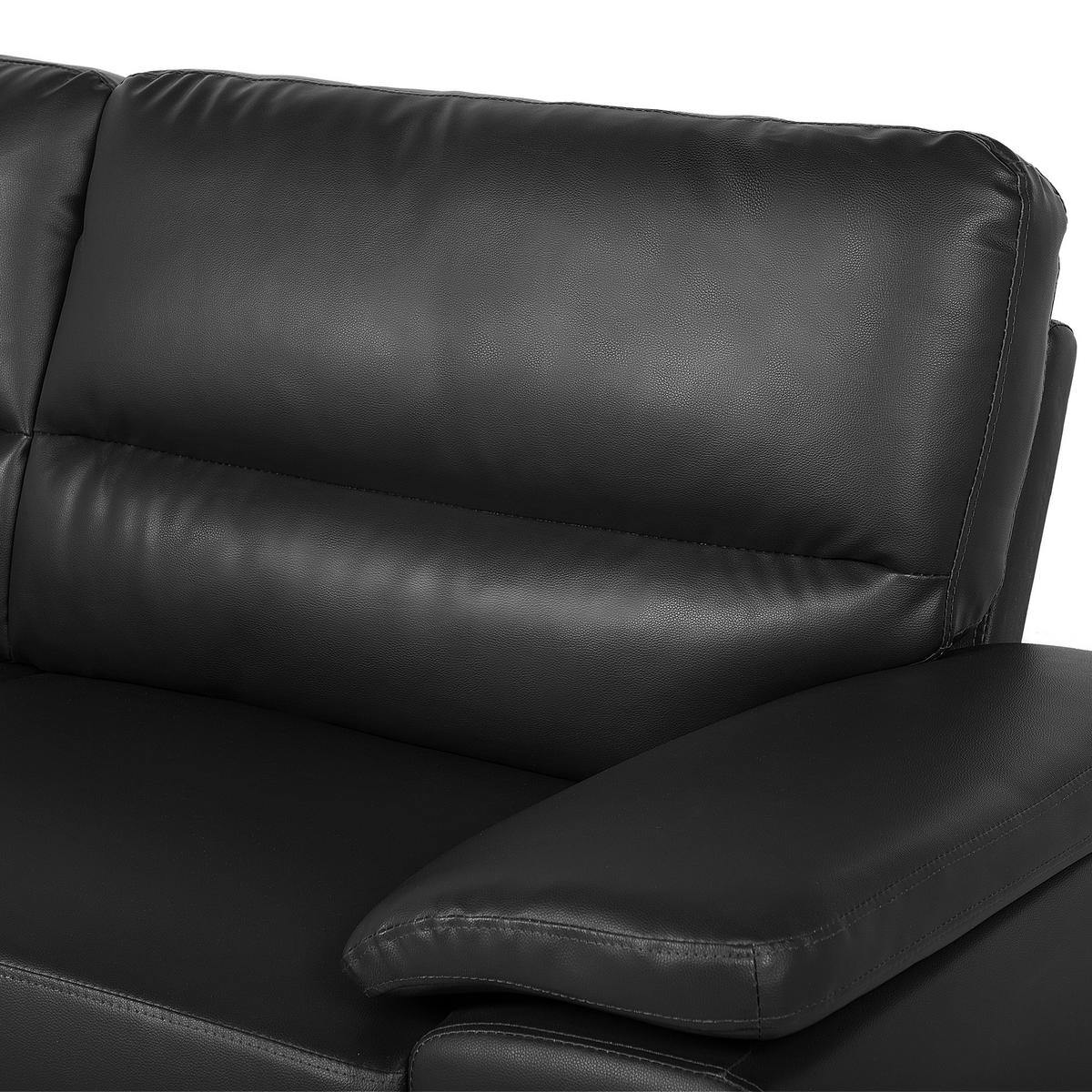 3-SITZER-SOFA Kunstleder Schwarz Vogar - Schwarz, Kunststoff/Textil (195/90/74cm) - Beliani
