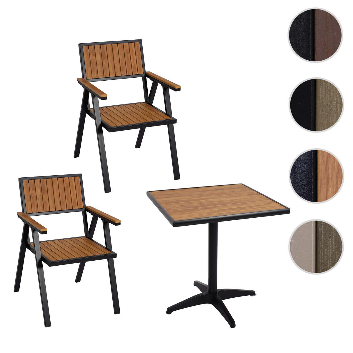 GARTENSTUHL+GARTENTISCH Schwarz, Braun - Schwarz/Braun, Kunststoff - MCW