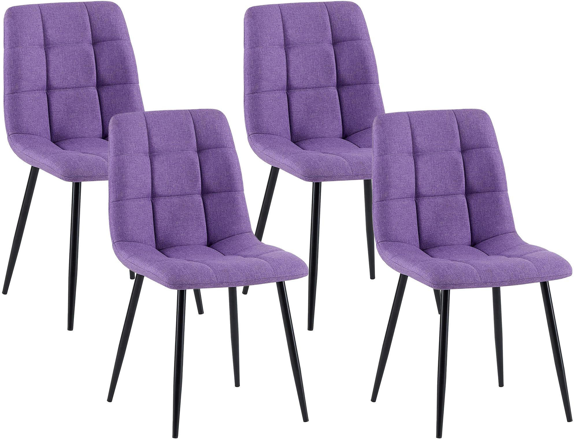 STUHL 4er Set Stoff Lila - Lila/Schwarz, Textil/Metall (45/84/55cm) - CLP