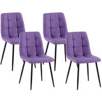 STUHL 4er Set Stoff Lila - Lila/Schwarz, Textil/Metall (45/84/55cm) - CLP