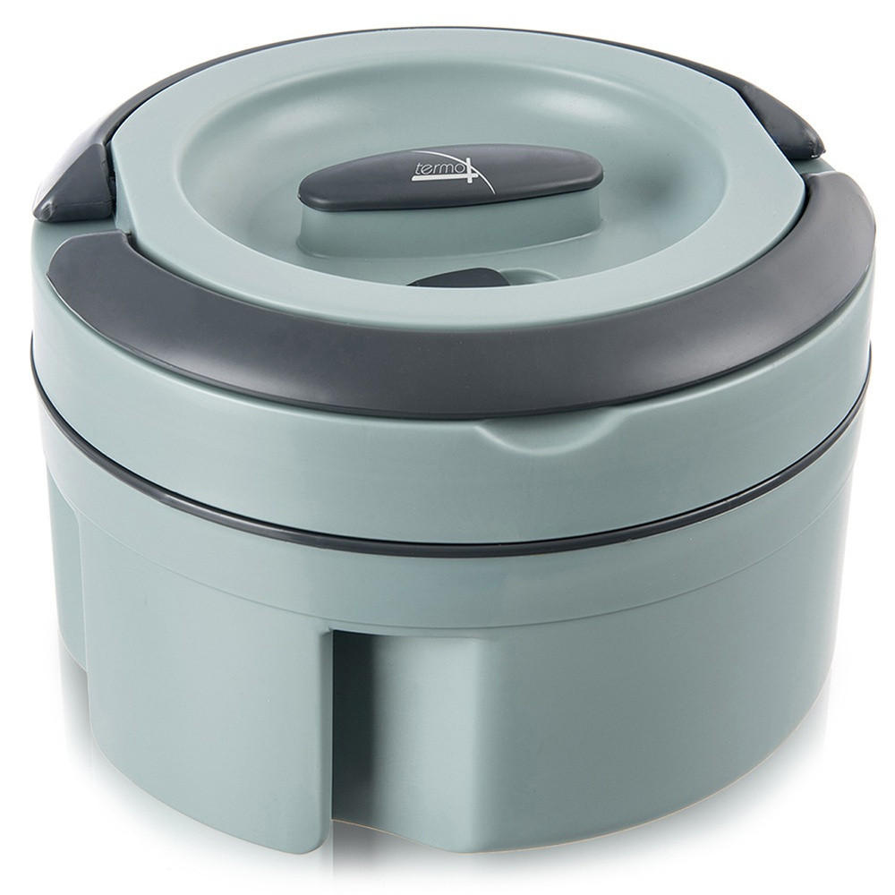 MITTAGSTHERMOSKANNE Termo Stahl 2,4 l - Grün, Kunststoff (22.5/17.5/22.5cm) - Orion 