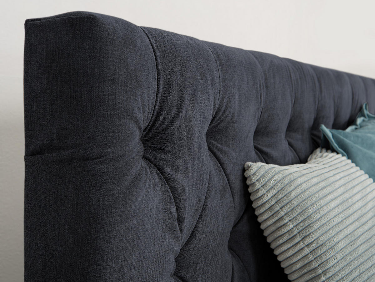 BOXSPRINGBETT London dunkelblau 160/200 cm H3/H4 Samt - Dunkelblau, Textil (160/200cm) - wonello