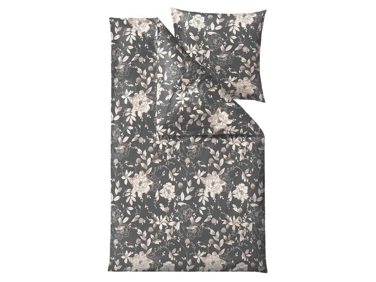 BETTWÄSCHE Garden Bloom II grau 135/200 cm Baumwolle - Grau, Textil (135/200cm) - Södahl