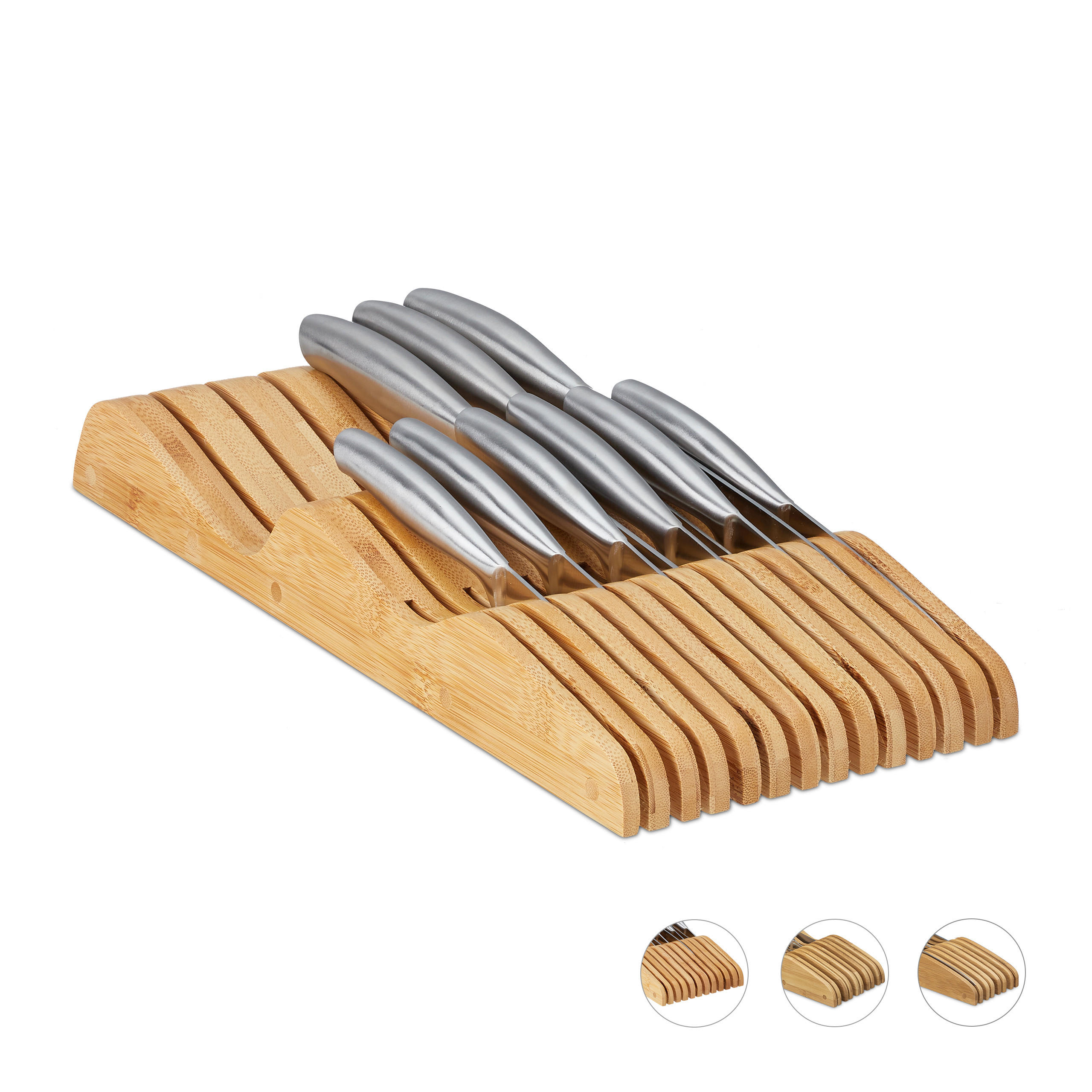 MESSERBLOCK - Hellbraun, Holz (17/5/40cm) - Relaxdays