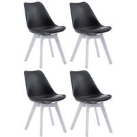 STUHL 4er Set Lederlook schwarz - Schwarz/Weiß, Holz/Textil (48/84/55cm) - CLP