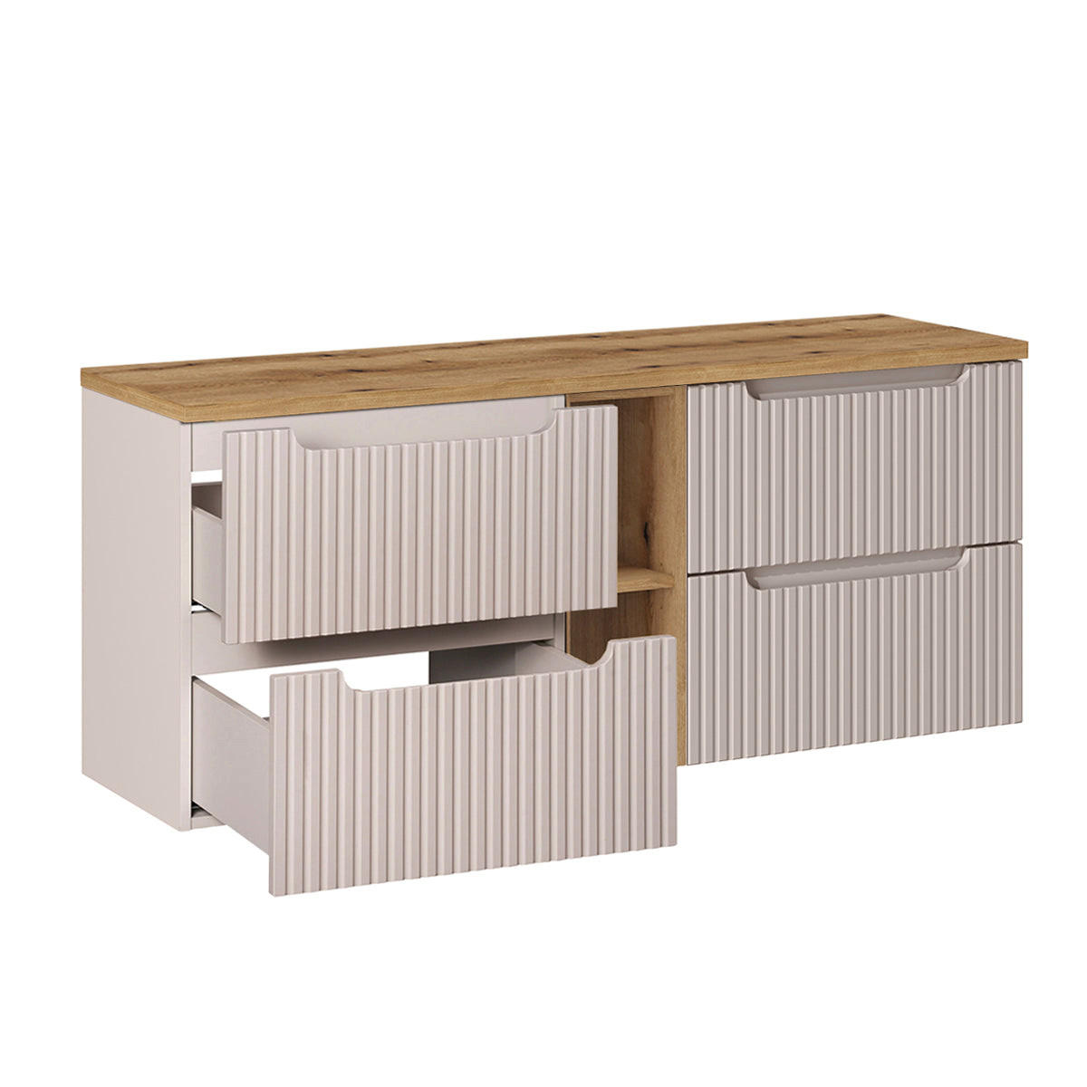 WASCHTISCHUNTERSCHRANK 140.4cm Riva Kaschmir und Holz - Beige, Holzwerkstoff (140.4/59/40cm) - Petits-meubles
