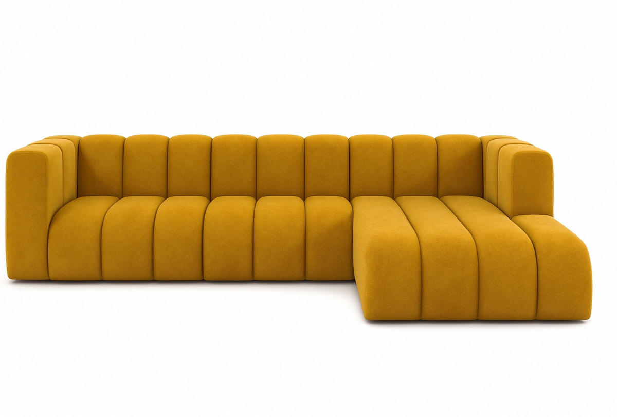 ECKSOFA L-Form GRAND 318 cm, Stoff Salvador, Gelb, Rechts - Gelb, Holz (318/179cm) - Kaiser Möbel