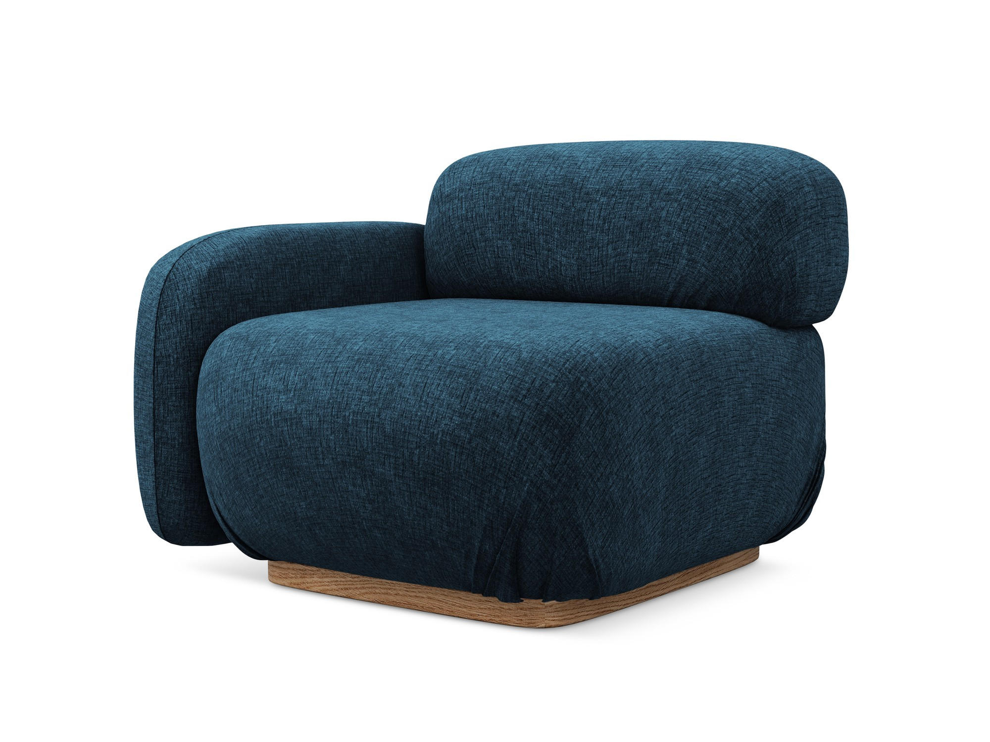 SOFAELEMENT Links Chenille Stoff Blau - Blau/Braun, Holz/Textil (95/73/95cm) - Makamii