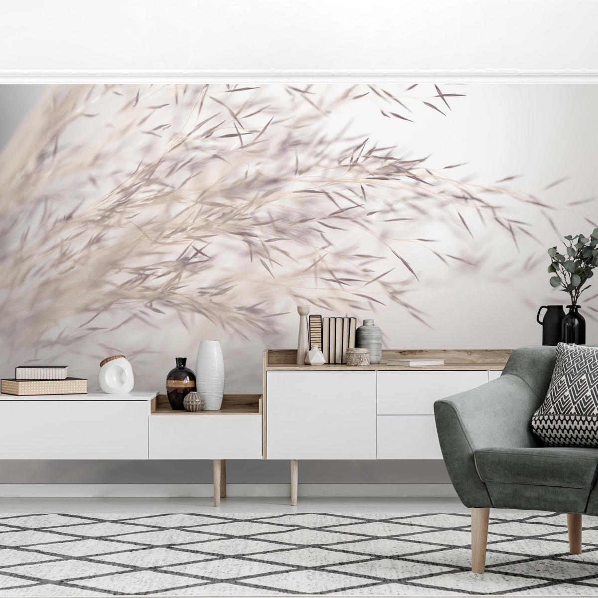 FOTOTAPETE Wiesengras Close Up 288/190 cm - Eichefarben, Papier (288/190cm) - Bilderwelten