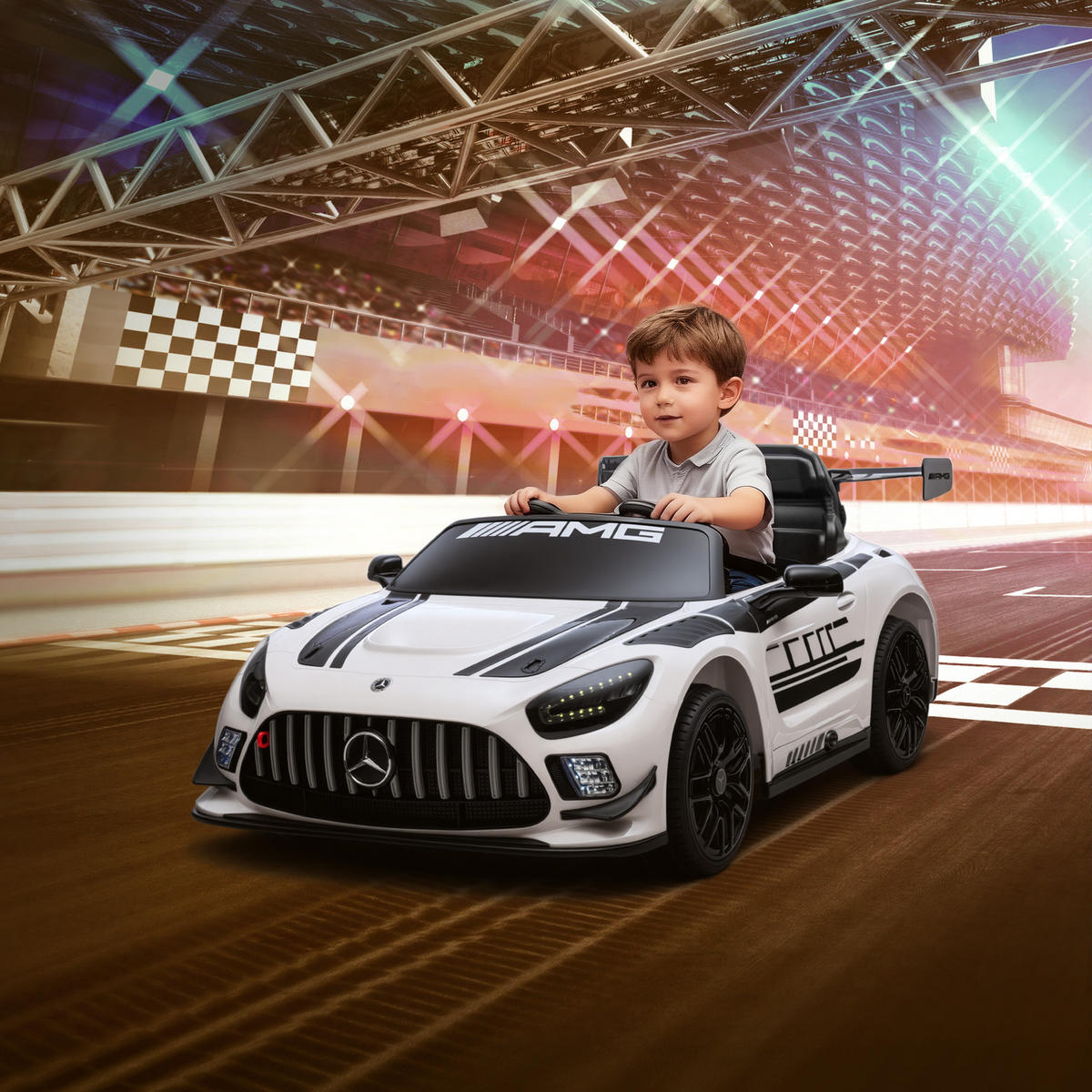 MERCEDES-ELEKTROAUTO DE-06238 AMG lizenziert mit Fernbedienung und Musik Weiß - Weiß, Kunststoff/Metall (115/66/44cm) - ComfortXL