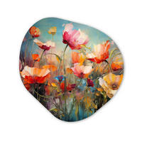 WANDBILD Blumen - Aquarell - Kunst - Botanisch - Natur Wandbild 60x60 cm - Orange, Kunststoff (60/60cm) - MuchoWow