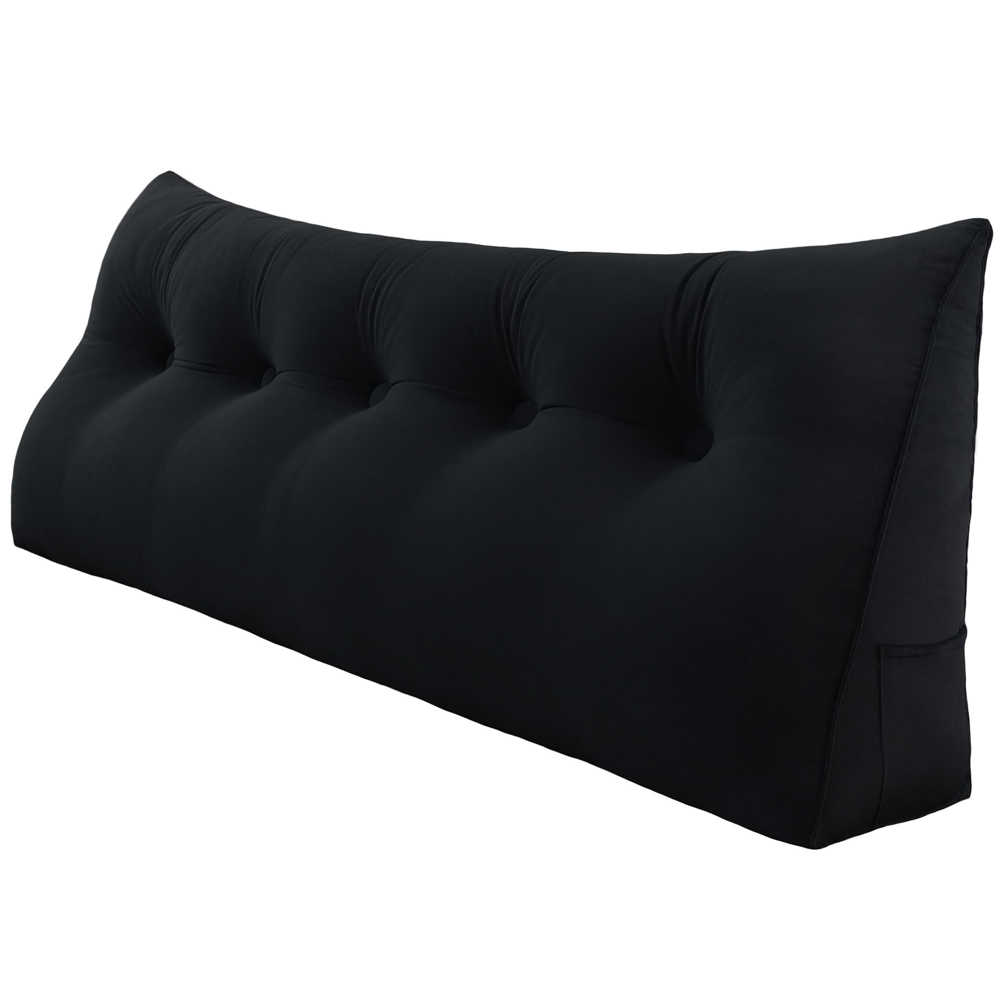 RÜCKENKISSEN für Bett Samt Schwarz 160 cm - Schwarz, Textil (50/160cm) - Vercart