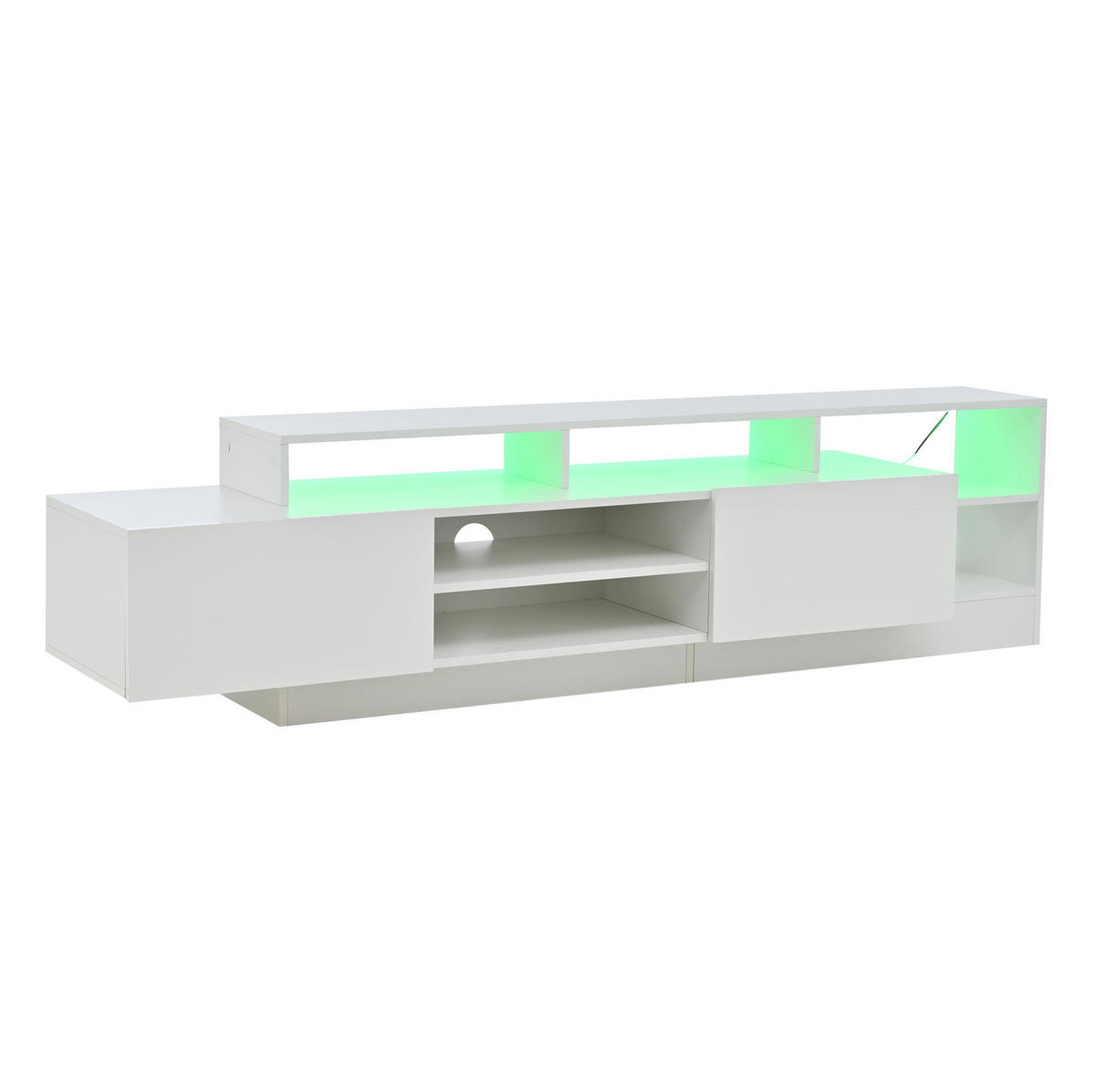 TV-LOWBOARD 190/40/48,5 cm Weiß aus Spanplatte mit LED - Weiß, Holzwerkstoff (190/48.5/40cm) - OKWISH